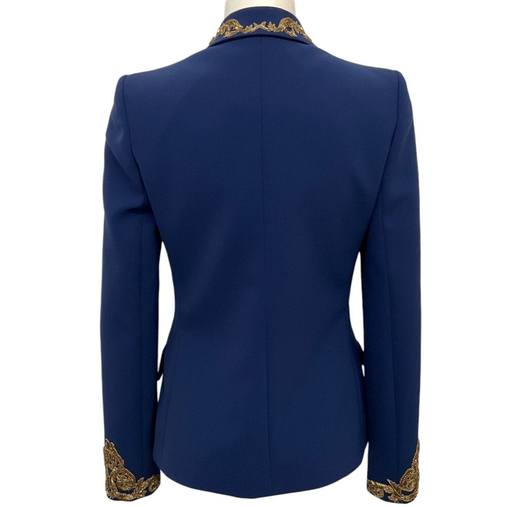 Moschino Couture Navy Blue Blazer with Gold Metal Embroidery - Picture 3 of 4